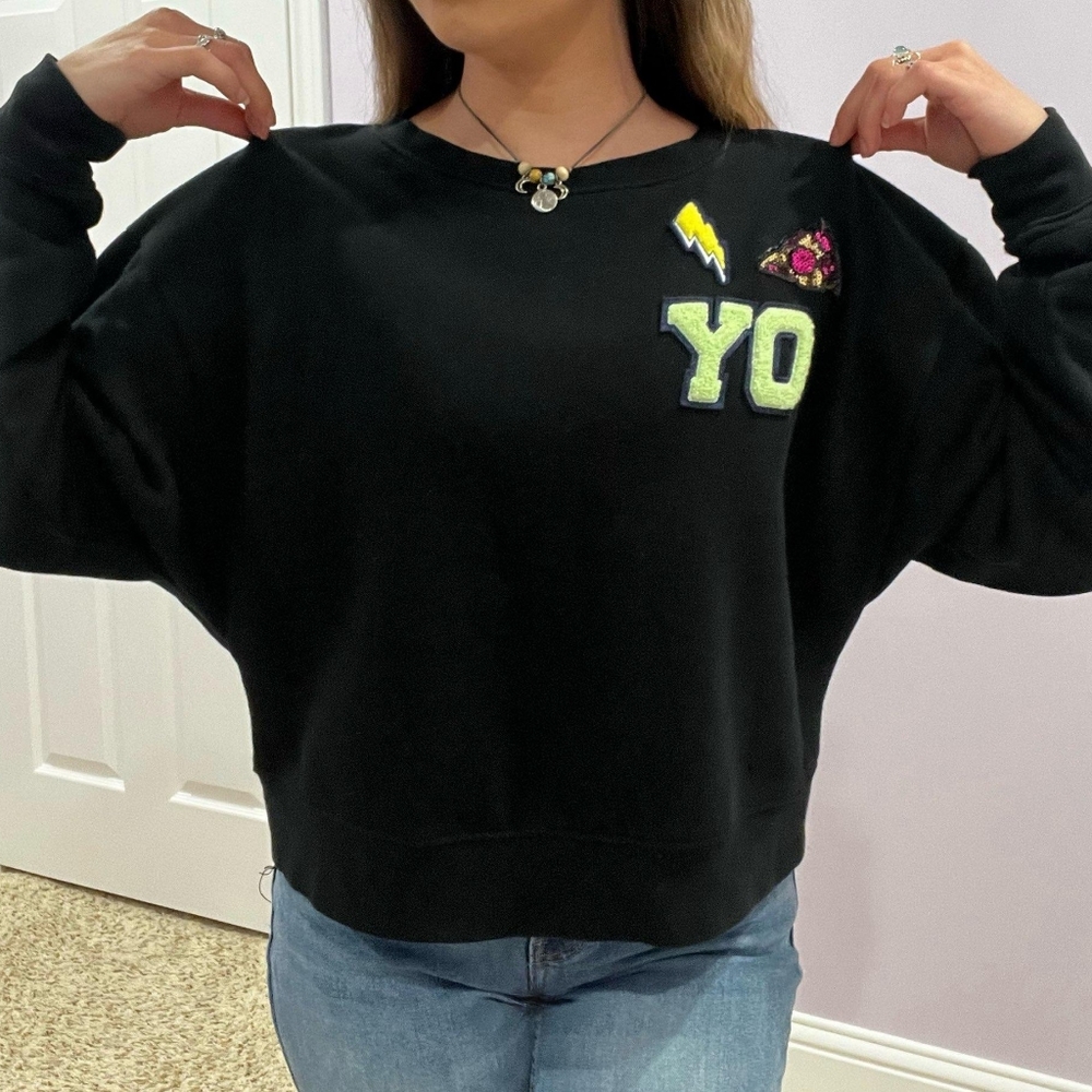 Mossimo Supply Co Black graphic cropped Sweater
